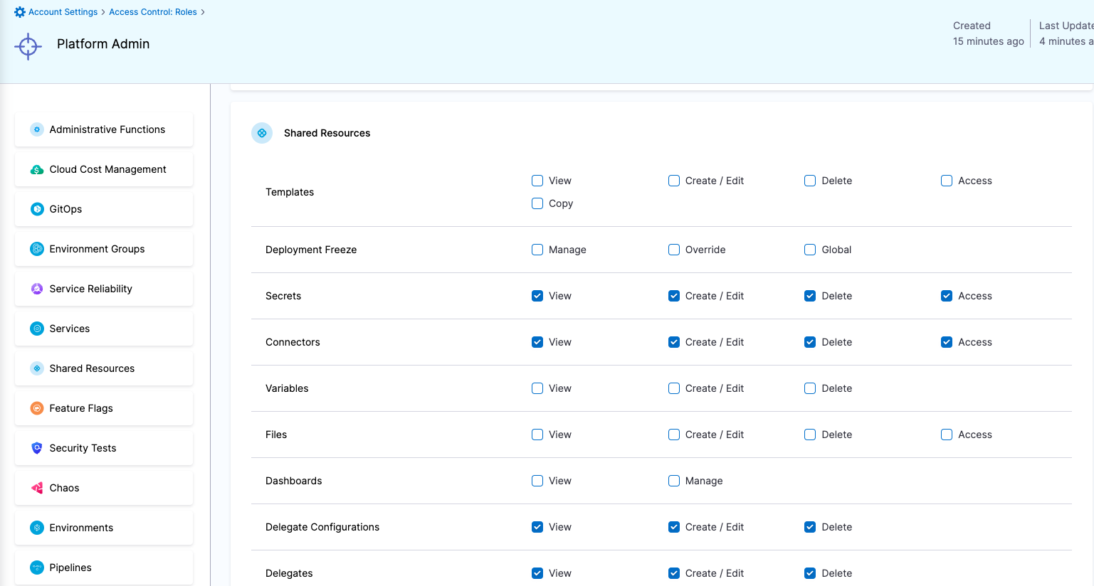 Access Control Roles for Platform Admin